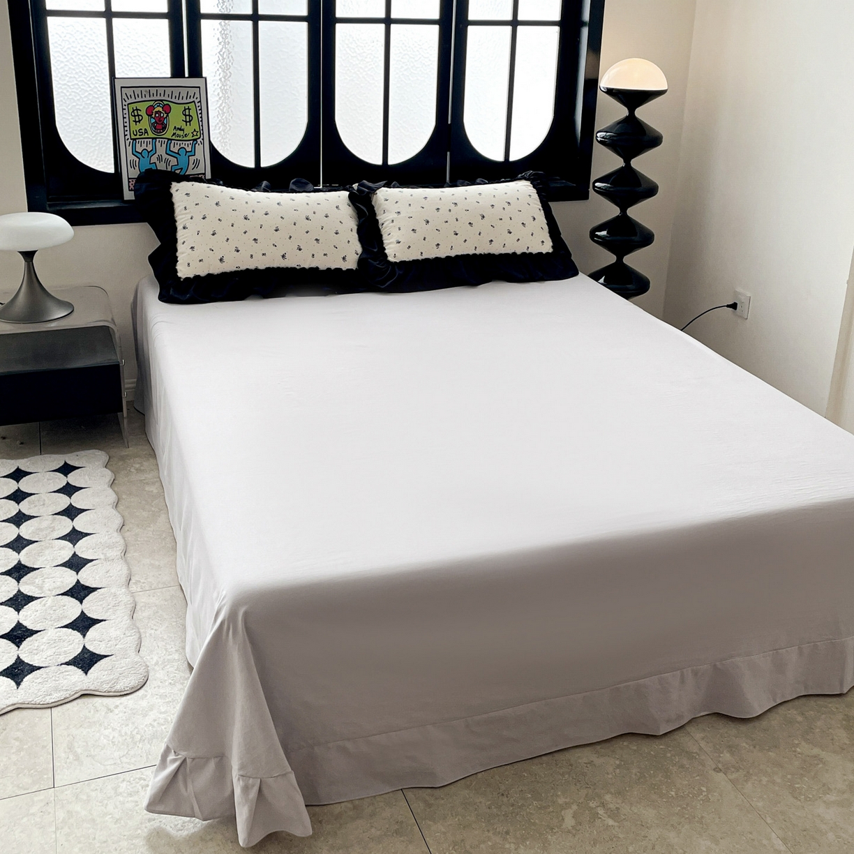 91家纺网 家纺一手货源 找家纺 富米莱（原臻工厂） 2026新款法式赫本风大花边A类古法仿棉云感纱床盖床裙四件套 小玫瑰