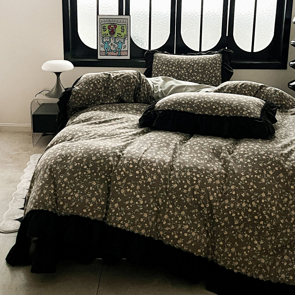 91家纺网 家纺一手货源 找家纺 富米莱（原臻工厂） 2026新款法式赫本风大花边A类古法仿棉云感纱床盖床裙四件套 知否