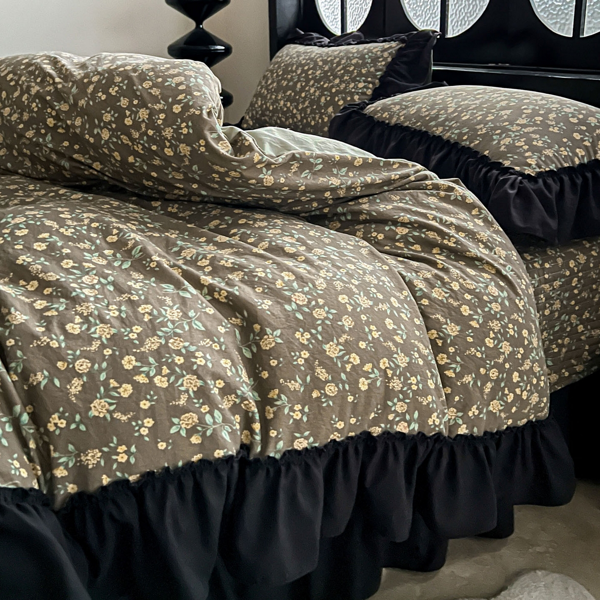 91家纺网 家纺一手货源 找家纺 富米莱（原臻工厂） 2026新款法式赫本风大花边A类古法仿棉云感纱床盖床裙四件套 知否