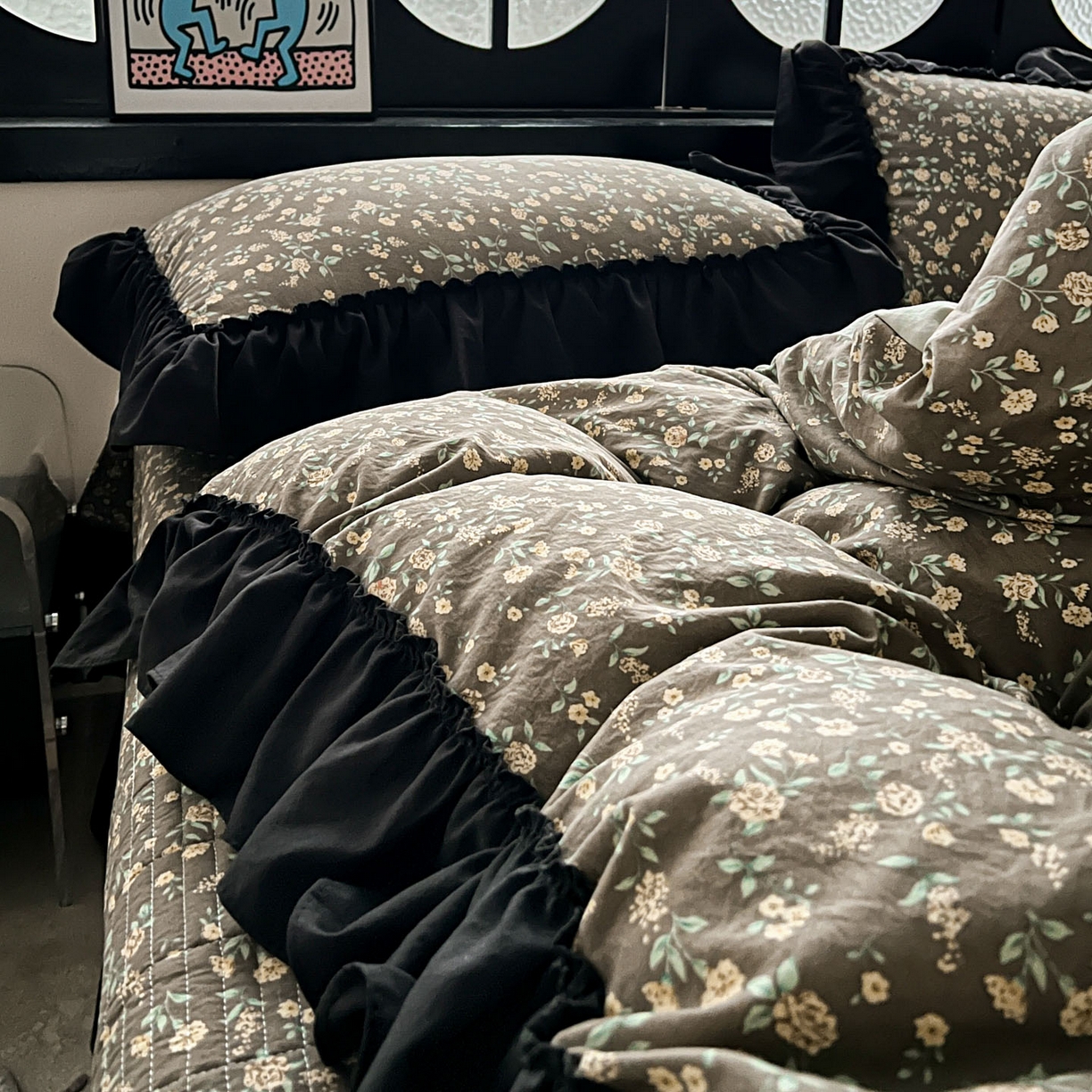 91家纺网 家纺一手货源 找家纺 富米莱（原臻工厂） 2026新款法式赫本风大花边A类古法仿棉云感纱床盖床裙四件套 知否