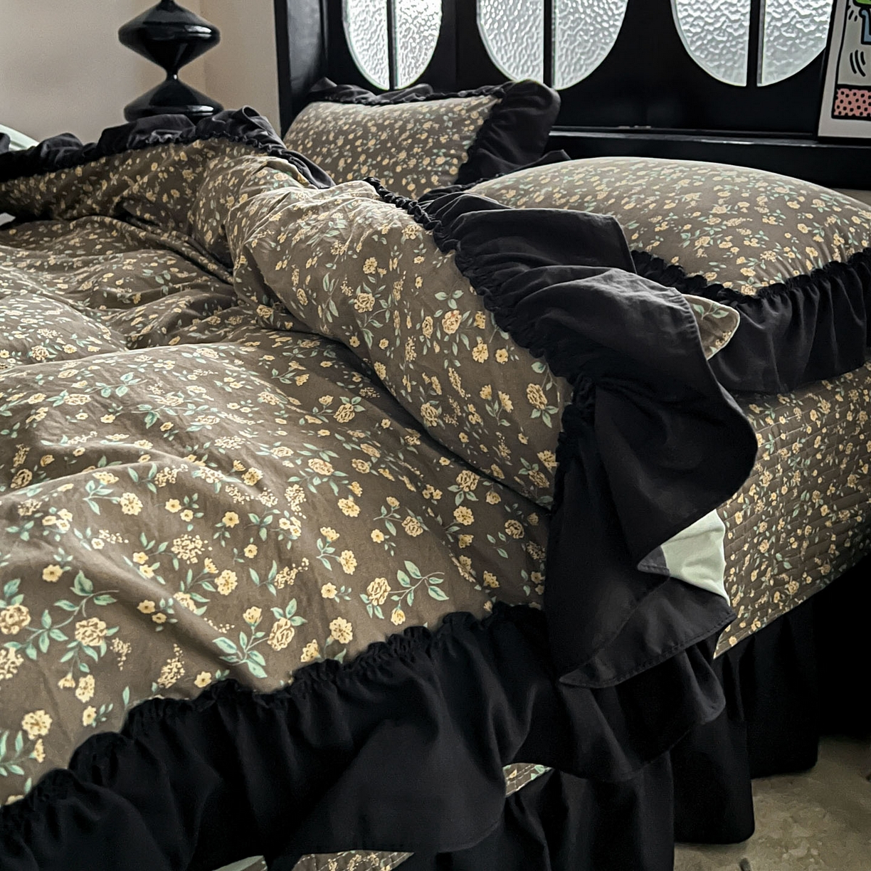 91家纺网 家纺一手货源 找家纺 富米莱（原臻工厂） 2026新款法式赫本风大花边A类古法仿棉云感纱床盖床裙四件套 知否