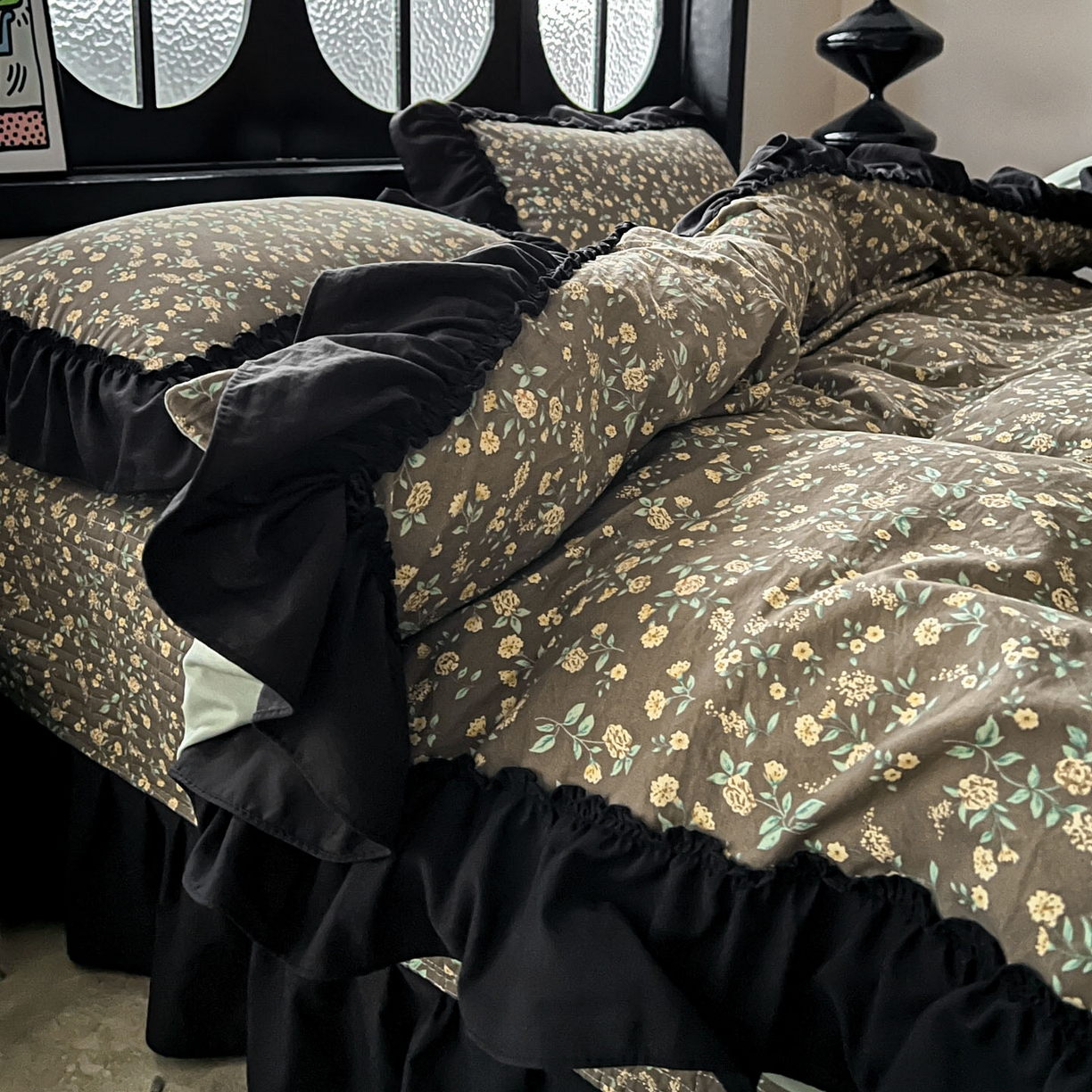 91家纺网 家纺一手货源 找家纺 富米莱（原臻工厂） 2026新款法式赫本风大花边A类古法仿棉云感纱床盖床裙四件套 知否