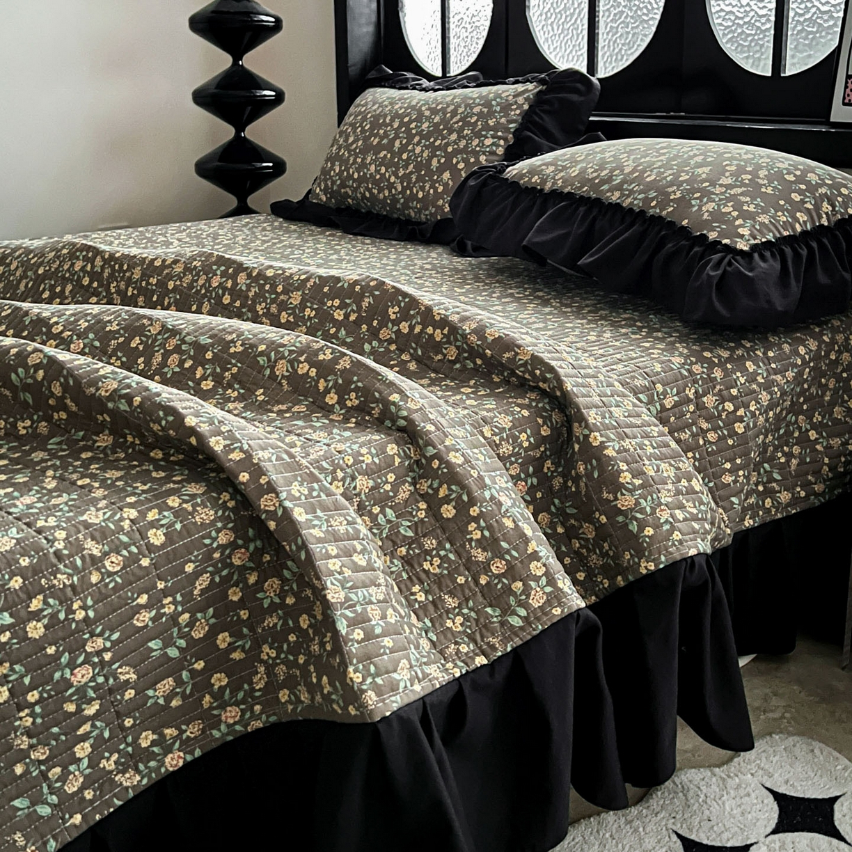 91家纺网 家纺一手货源 找家纺 富米莱（原臻工厂） 2026新款法式赫本风大花边A类古法仿棉云感纱床盖床裙四件套 知否