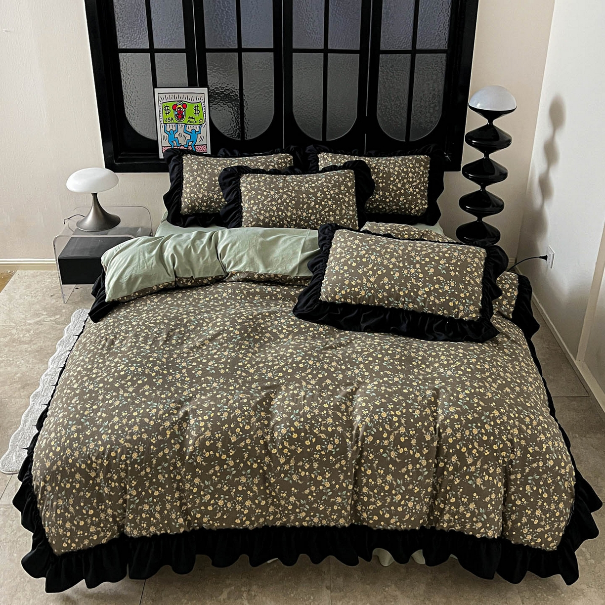 91家纺网 家纺一手货源 找家纺 富米莱（原臻工厂） 2026新款法式赫本风大花边A类古法仿棉云感纱床盖床裙四件套 知否