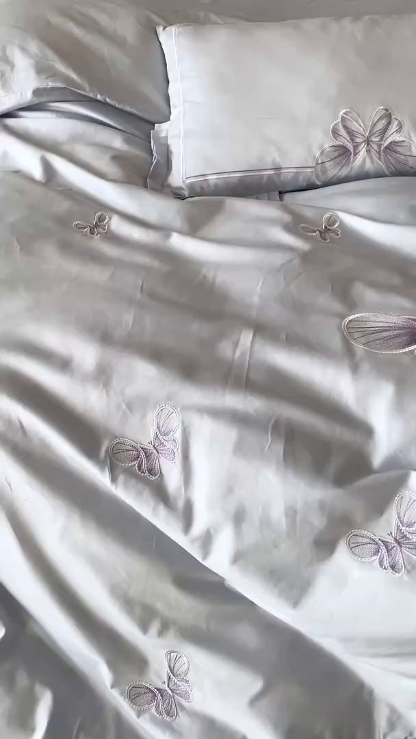 91家纺网 家纺一手货源 找家纺 极简 2026春夏新品100S长绒棉精密刺绣四件套-梦幻蝶语 梦幻蝶语-蓝