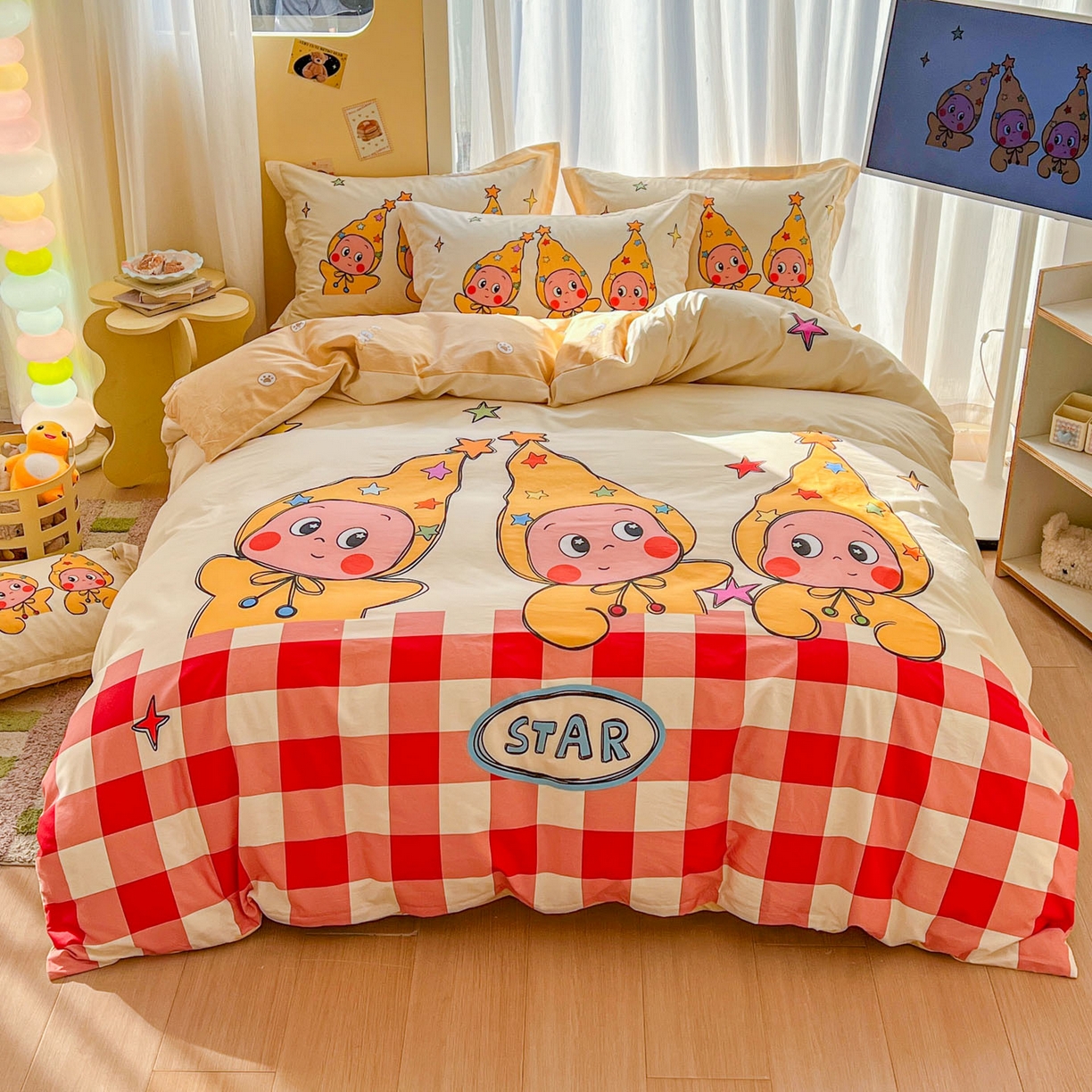 91家纺网 家纺一手货源 找家纺 浩诚 2025新款洛丽塔纯棉花边款四件套 草莓巧克力