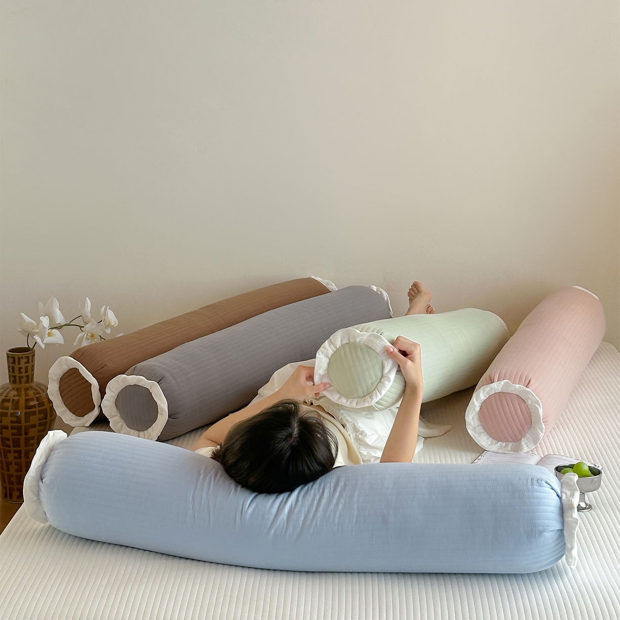 91家纺网 家纺一手货源 找家纺 蔻眠 全棉夹棉绗缝长抱枕夹腿抱枕长枕芯 主图