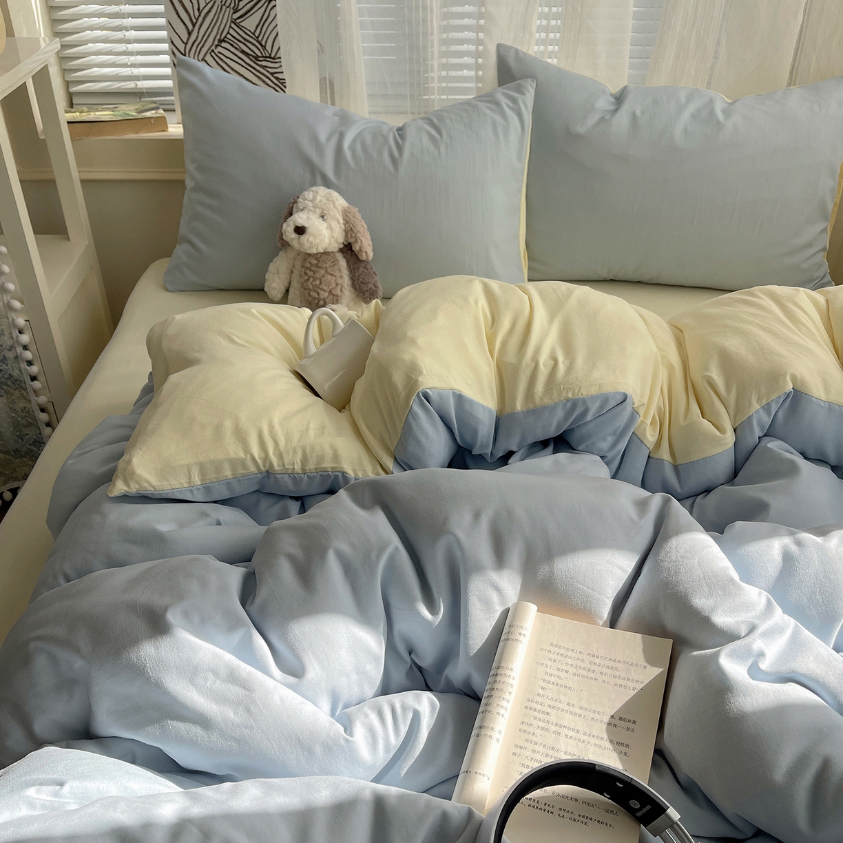 91家纺网 家纺一手货源 找家纺 沐芷 2026 纯色水洗棉A类四件套105g床上用品床单被套三件套---【提供买家秀】 海盐奶黄