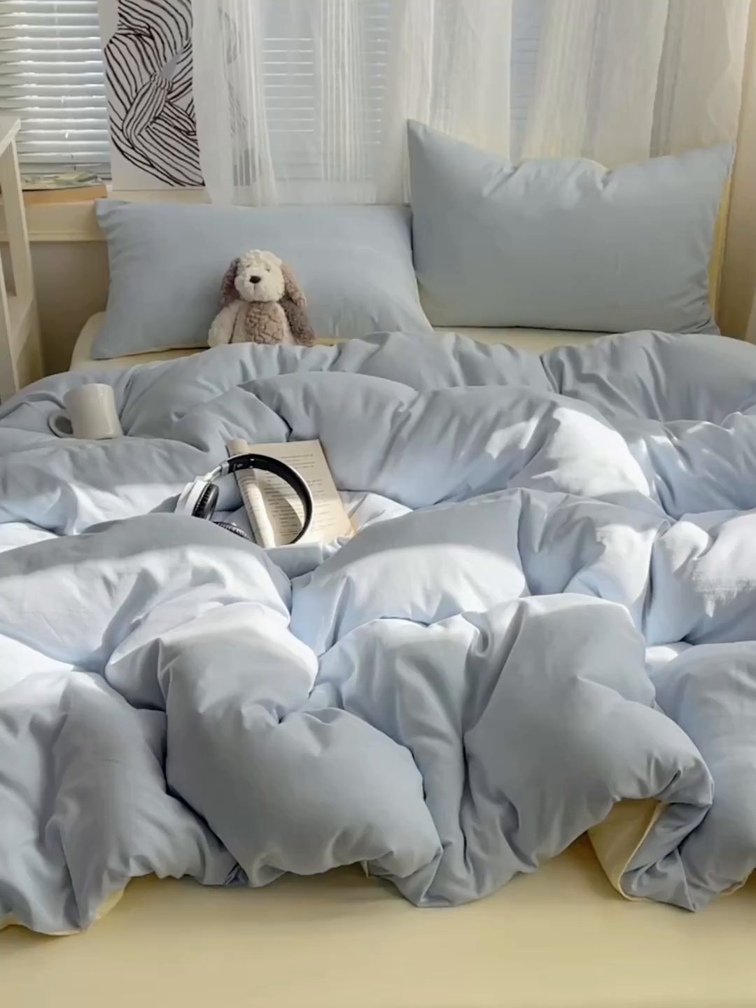 91家纺网 家纺一手货源 找家纺 沐芷 2026 纯色水洗棉A类四件套105g床上用品床单被套三件套---【提供买家秀】 海盐奶黄