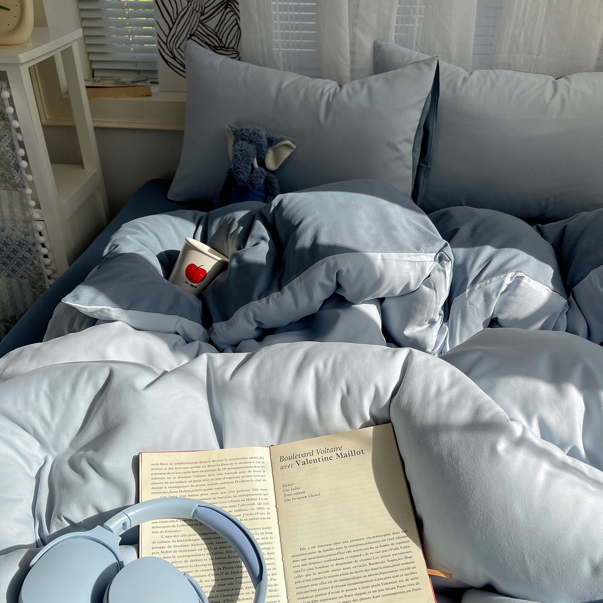 91家纺网 家纺一手货源 找家纺 沐芷 2026 纯色水洗棉A类四件套105g床上用品床单被套三件套---【提供买家秀】 冰蓝雾灰