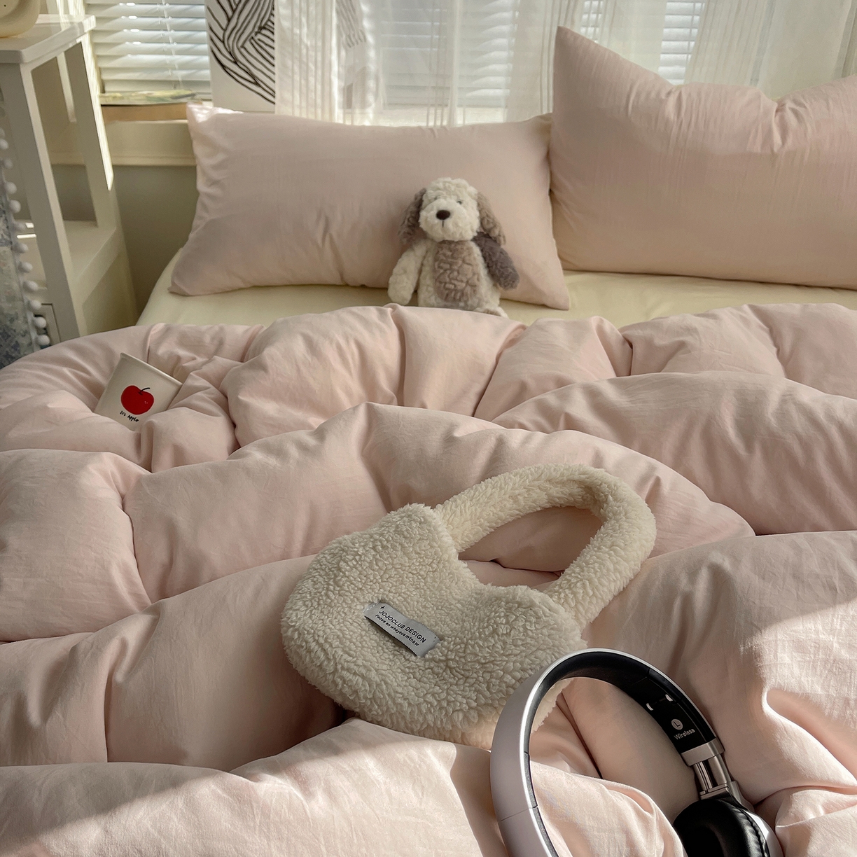 91家纺网 家纺一手货源 找家纺 沐芷 2026 纯色水洗棉A类四件套105g床上用品床单被套三件套---【提供买家秀】 粉玉芝士