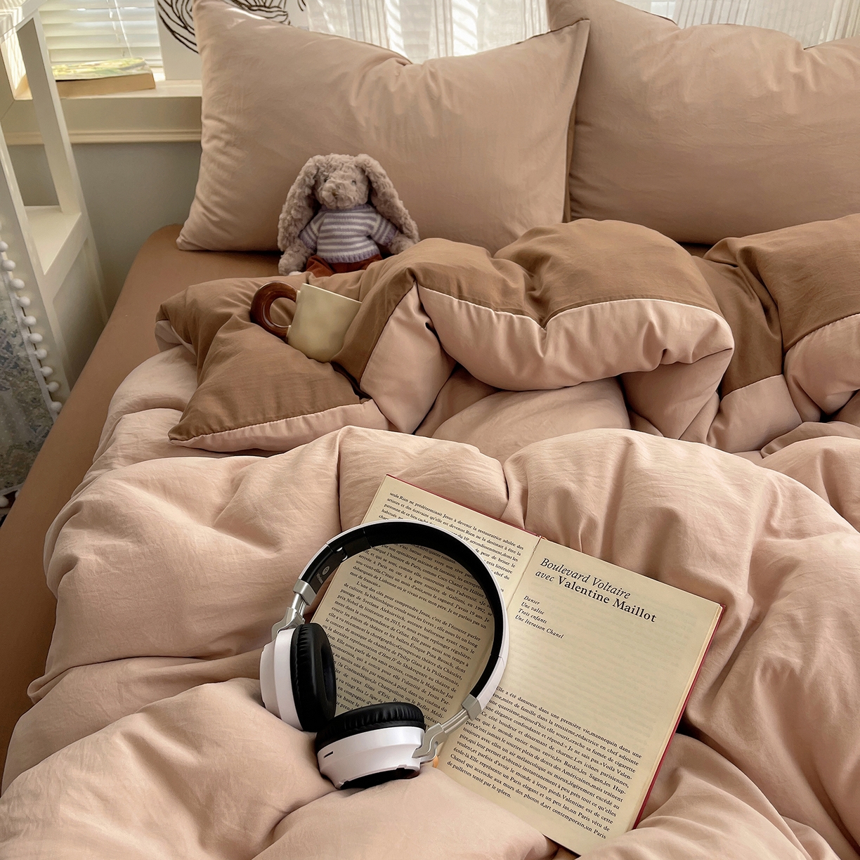 91家纺网 家纺一手货源 找家纺 沐芷 2026 纯色水洗棉A类四件套105g床上用品床单被套三件套---【提供买家秀】 奶茶棕咖