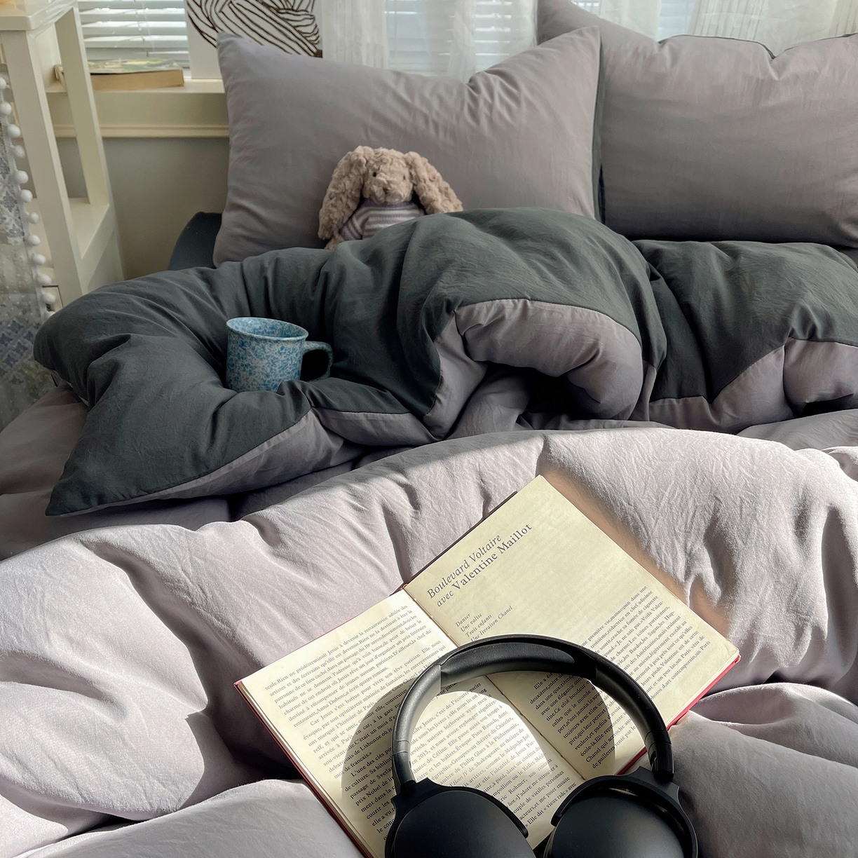 91家纺网 家纺一手货源 找家纺 沐芷 2026 纯色水洗棉A类四件套105g床上用品床单被套三件套---【提供买家秀】 中灰高级灰