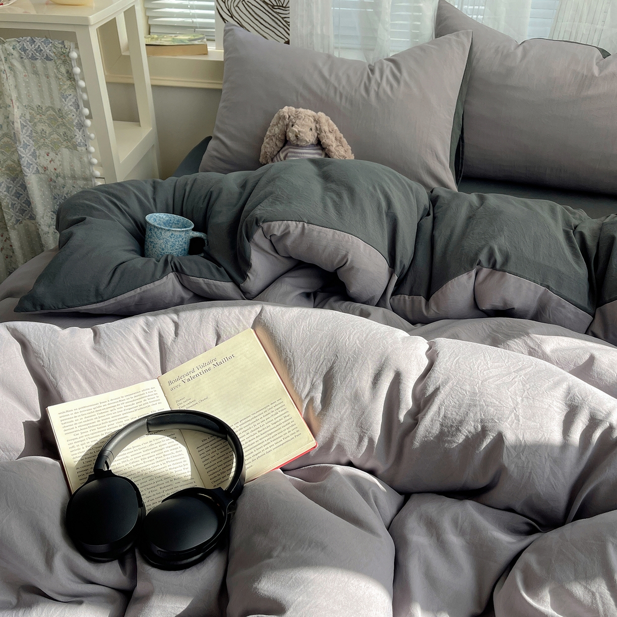 91家纺网 家纺一手货源 找家纺 沐芷 2026 纯色水洗棉A类四件套105g床上用品床单被套三件套---【提供买家秀】 中灰高级灰