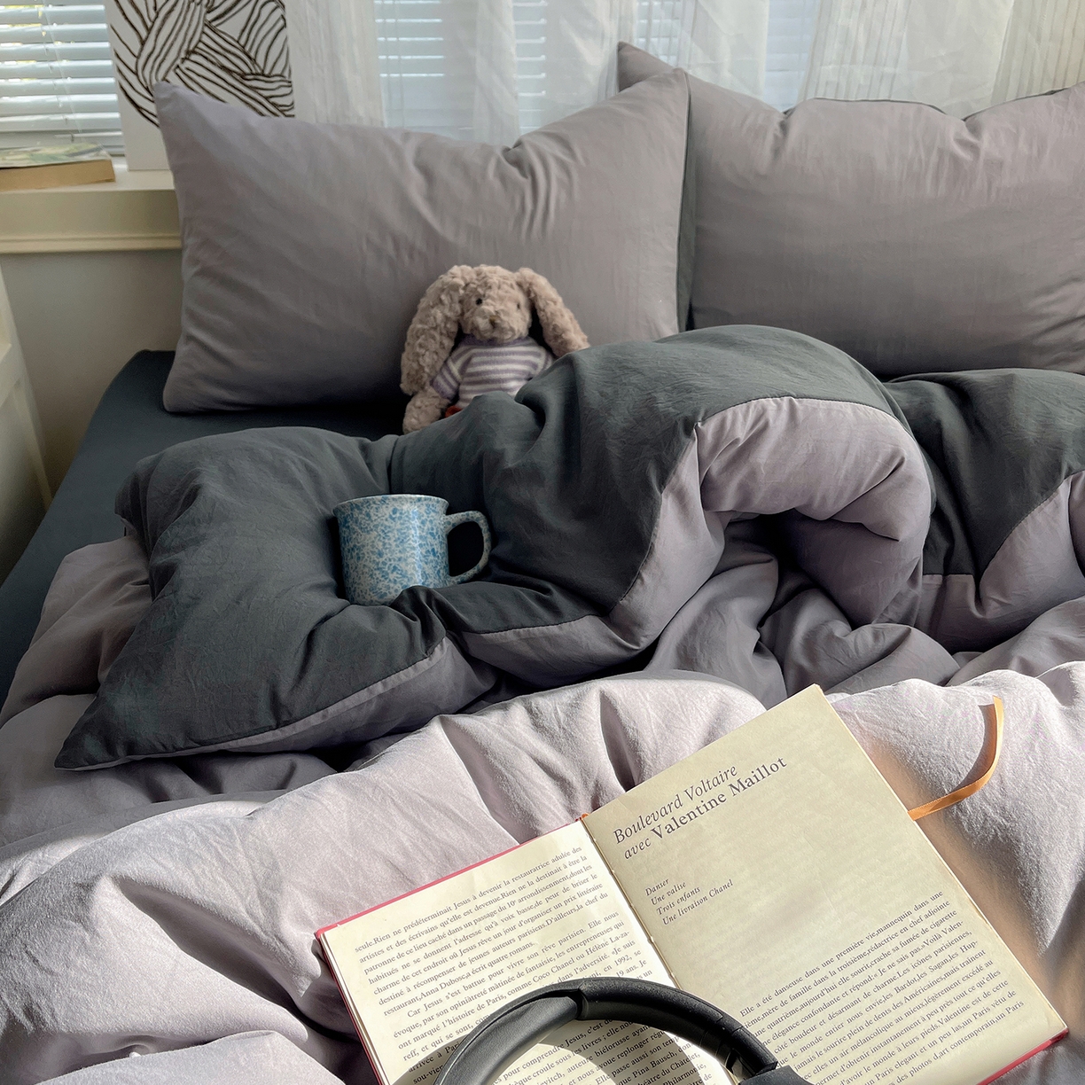 91家纺网 家纺一手货源 找家纺 沐芷 2026 纯色水洗棉A类四件套105g床上用品床单被套三件套---【提供买家秀】 中灰高级灰