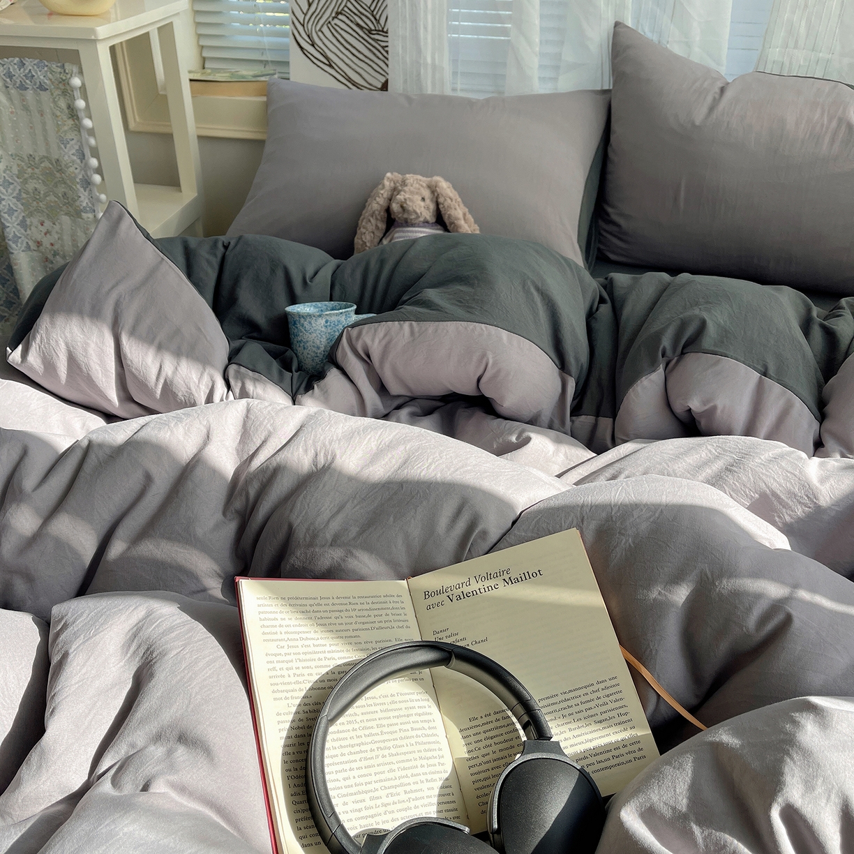 91家纺网 家纺一手货源 找家纺 沐芷 2026 纯色水洗棉A类四件套105g床上用品床单被套三件套---【提供买家秀】 中灰高级灰