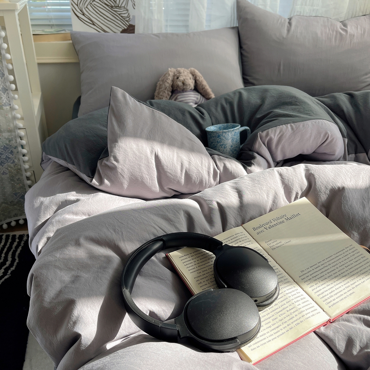 91家纺网 家纺一手货源 找家纺 沐芷 2026 纯色水洗棉A类四件套105g床上用品床单被套三件套---【提供买家秀】 中灰高级灰