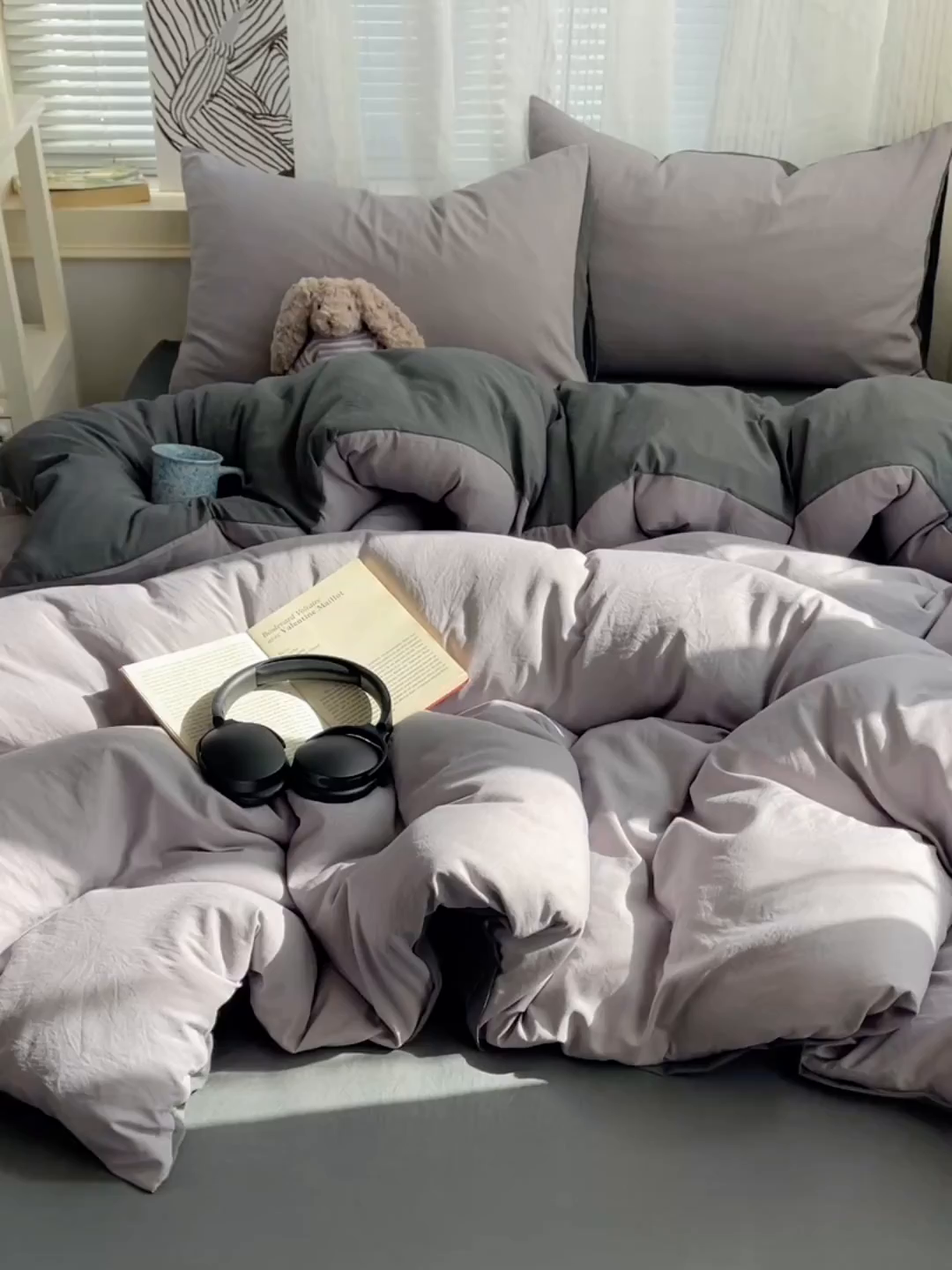 91家纺网 家纺一手货源 找家纺 沐芷 2026 纯色水洗棉A类四件套105g床上用品床单被套三件套---【提供买家秀】 中灰高级灰