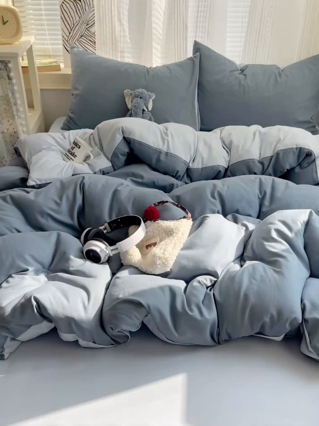 91家纺网 家纺一手货源 找家纺 沐芷 2026 纯色水洗棉A类四件套105g床上用品床单被套三件套---【提供买家秀】 雾蓝海盐