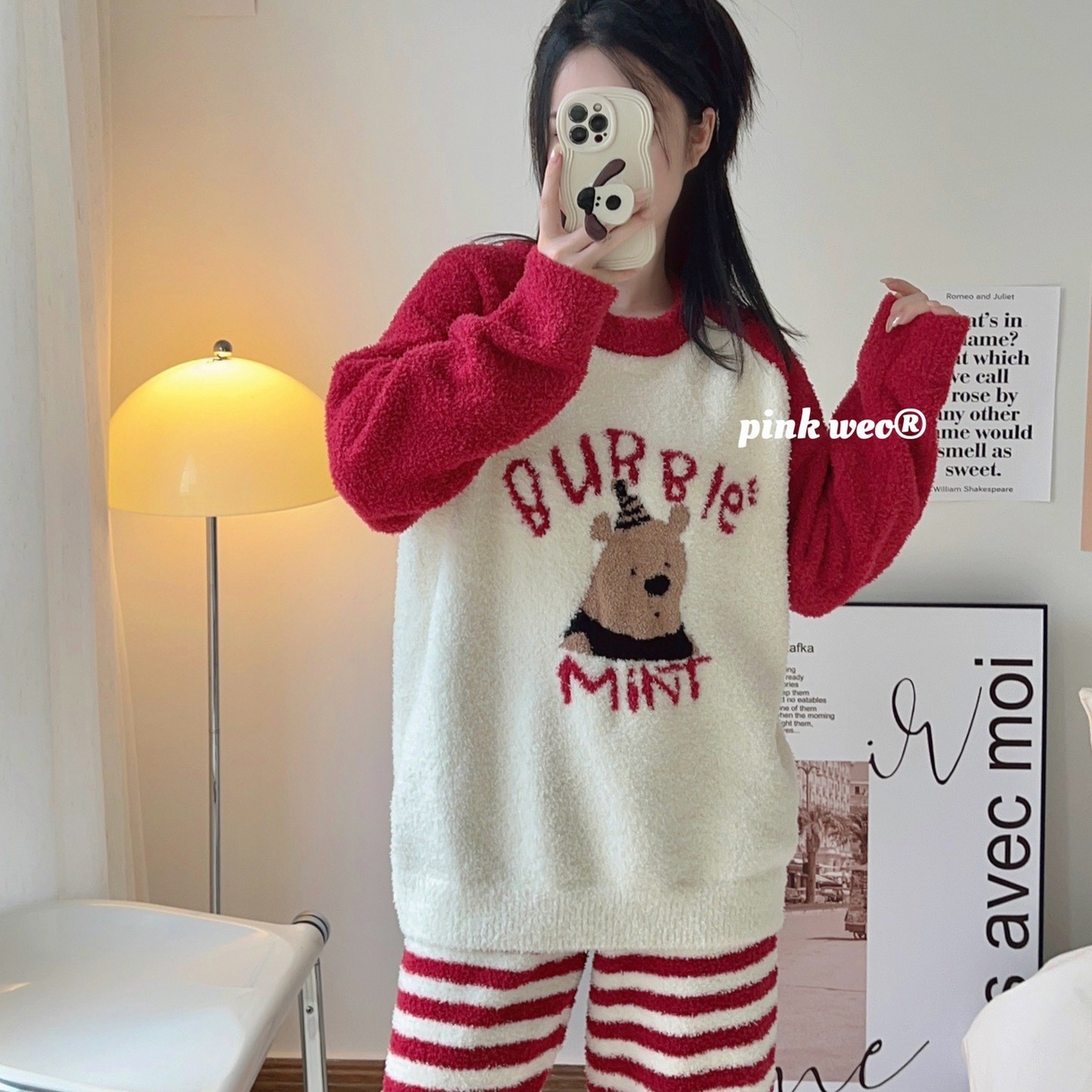 91家纺网 家纺一手货源 找家纺 （总）妍景家居生活馆 2026新款软绵绵条纹土拨鼠家居服睡衣套装