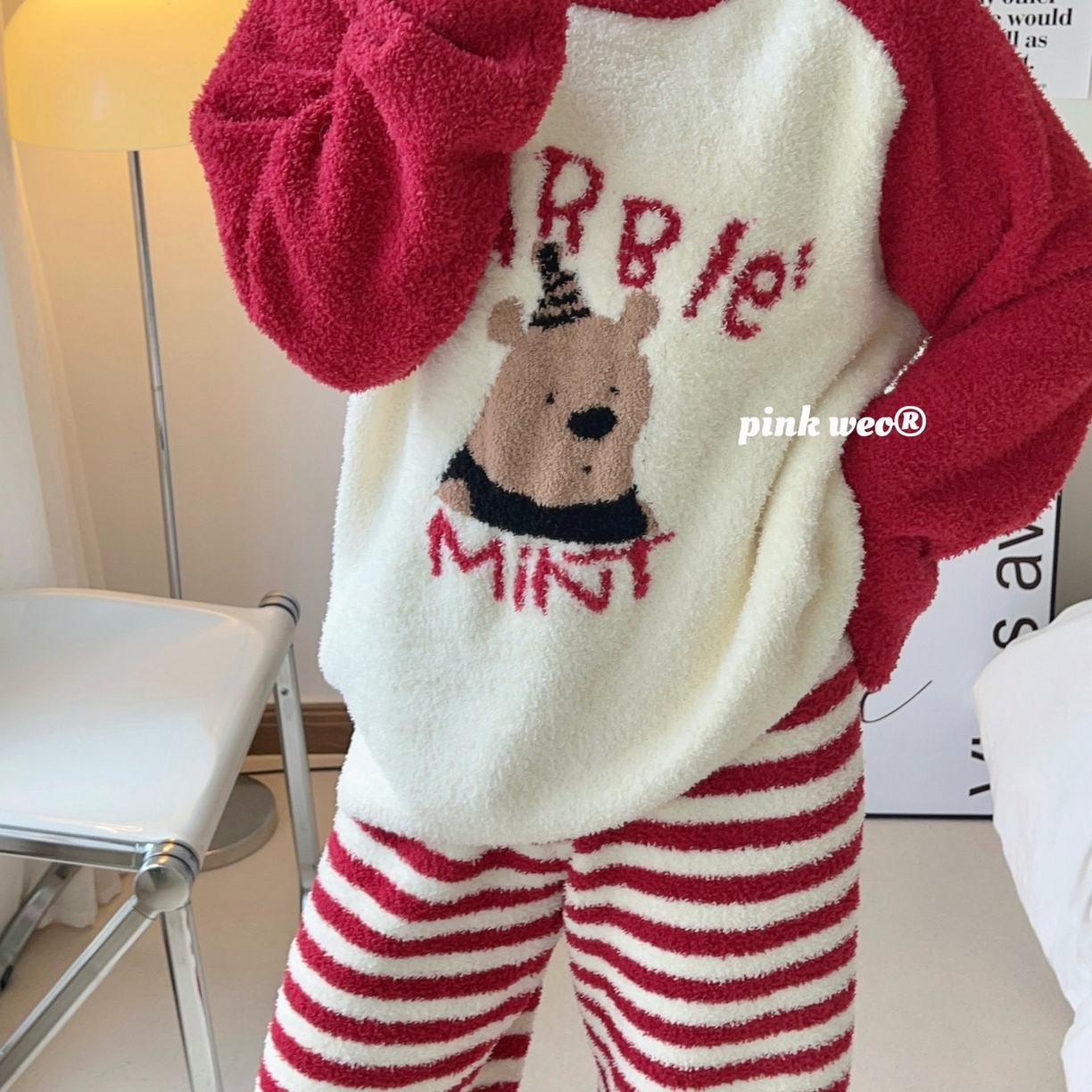 91家纺网 家纺一手货源 找家纺 （总）妍景家居生活馆 2026新款软绵绵条纹土拨鼠家居服睡衣套装