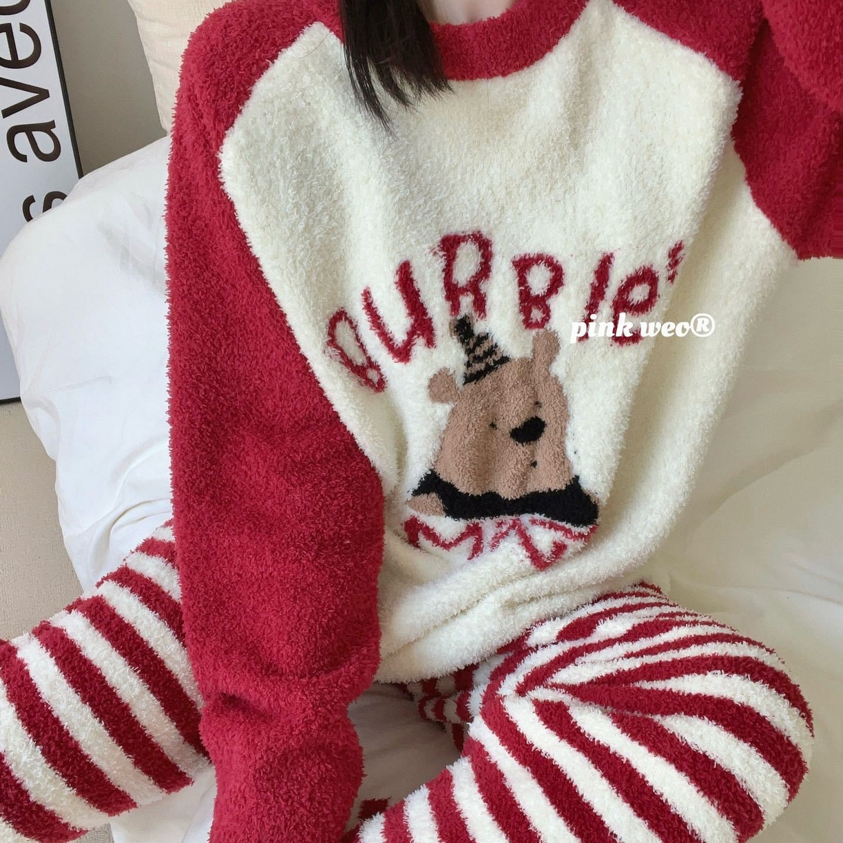 91家纺网 家纺一手货源 找家纺 （总）妍景家居生活馆 2026新款软绵绵条纹土拨鼠家居服睡衣套装