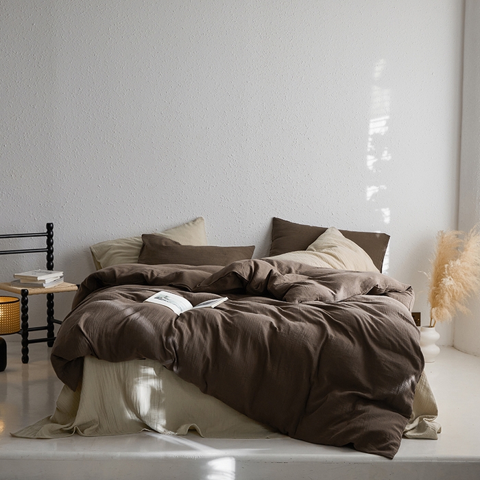 91家纺网 家纺一手货源 找家纺 （总）山舍家居 2023新款美拉德色系双层纱四件套