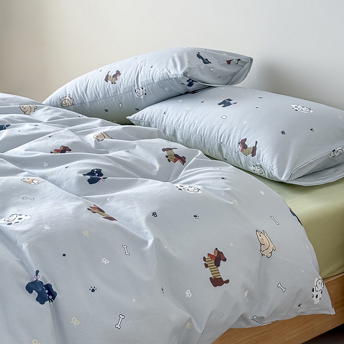 Mr.pig猪先生水洗棉 2026新款A类小清新ins风全棉印花四件套（展示价格为控价，实际价格联系客服） 快乐宠物