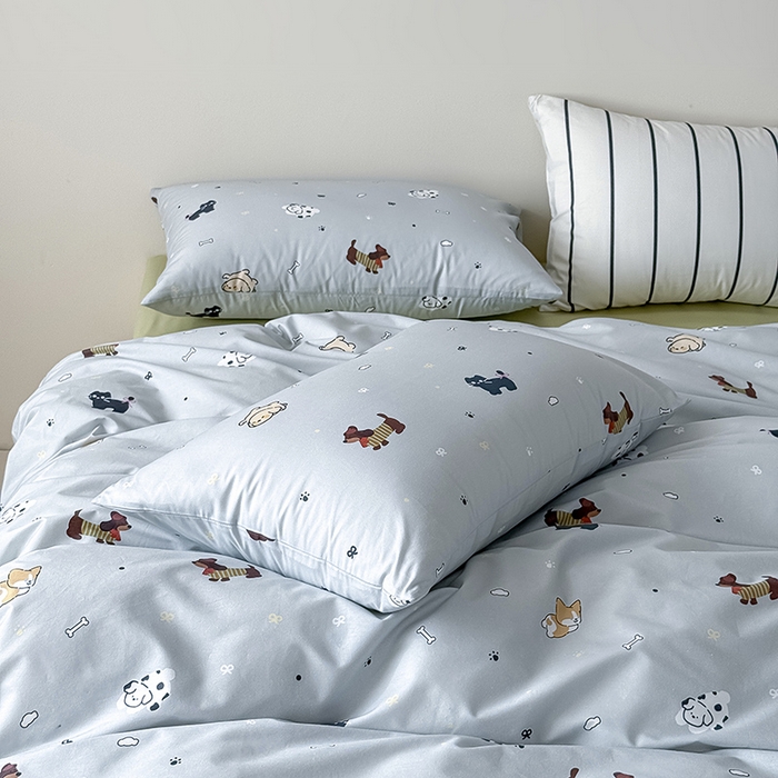 91家纺网 家纺一手货源 找家纺 Mr.pig猪先生水洗棉 2026新款A类小清新ins风全棉印花四件套（展示价格为控价，实际价格联系客服） 快乐宠物