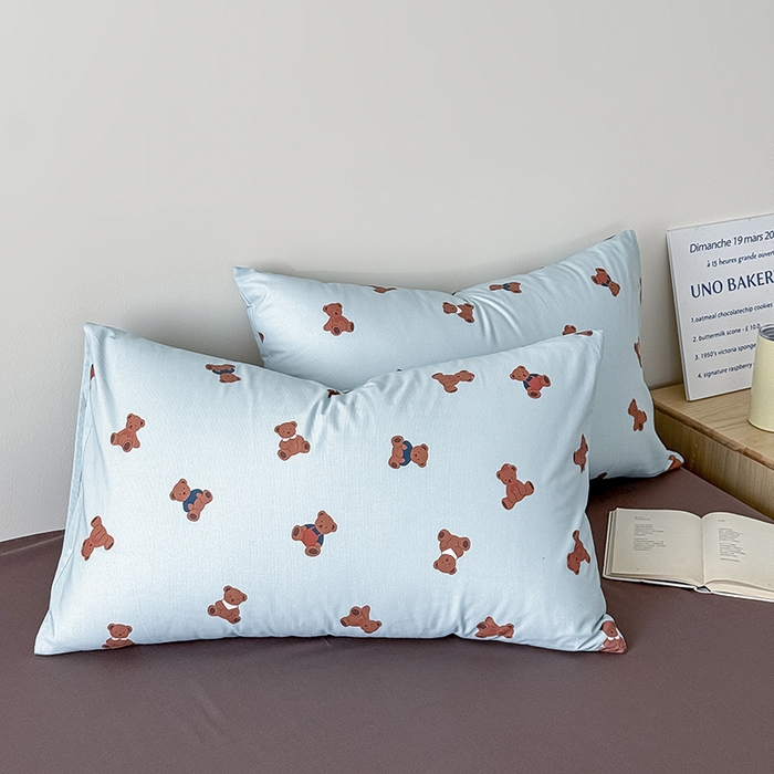 91家纺网 家纺一手货源 找家纺 Mr.pig猪先生水洗棉 2026新款A类小清新ins风全棉印花四件套（展示价格为控价，实际价格联系客服） 熊仔派对