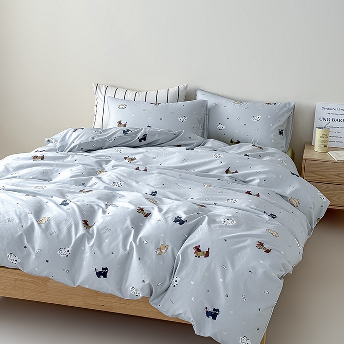 91家纺网 家纺一手货源 找家纺 Mr.pig猪先生水洗棉 2026新款A类小清新ins风全棉印花四件套（展示价格为控价，实际价格联系客服） 快乐宠物