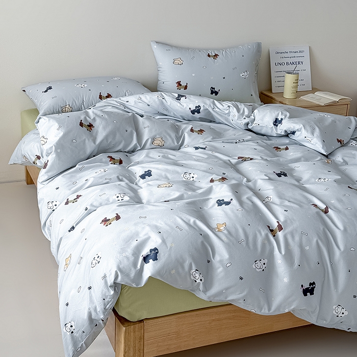 91家纺网 家纺一手货源 找家纺 Mr.pig猪先生水洗棉 2026新款A类小清新ins风全棉印花四件套（展示价格为控价，实际价格联系客服） 快乐宠物