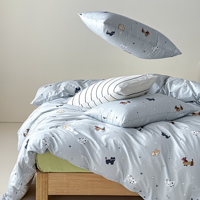 91家纺网 家纺一手货源 找家纺 Mr.pig猪先生水洗棉 2026新款A类小清新ins风全棉印花四件套（展示价格为控价，实际价格联系客服） 快乐宠物