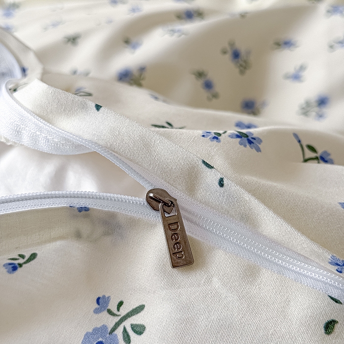 91家纺网 家纺一手货源 找家纺 Mr.pig猪先生水洗棉 2026新款A类小清新ins风全棉印花四件套（展示价格为控价，实际价格联系客服） 春日蓝花