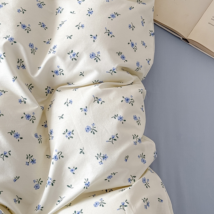 91家纺网 家纺一手货源 找家纺 Mr.pig猪先生水洗棉 2026新款A类小清新ins风全棉印花四件套（展示价格为控价，实际价格联系客服） 春日蓝花