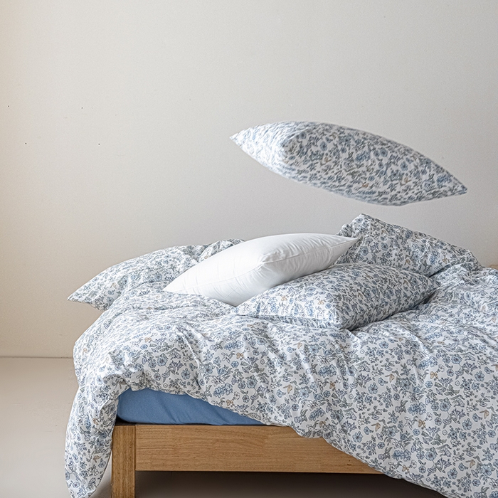 91家纺网 家纺一手货源 找家纺 Mr.pig猪先生水洗棉 2026新款A类小清新ins风全棉印花四件套（展示价格为控价，实际价格联系客服） 蓝调