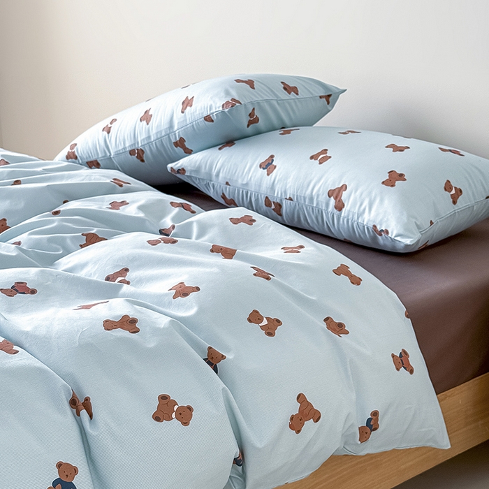 Mr.pig猪先生水洗棉 2026新款A类小清新ins风全棉印花四件套（展示价格为控价，实际价格联系客服） 熊仔派对