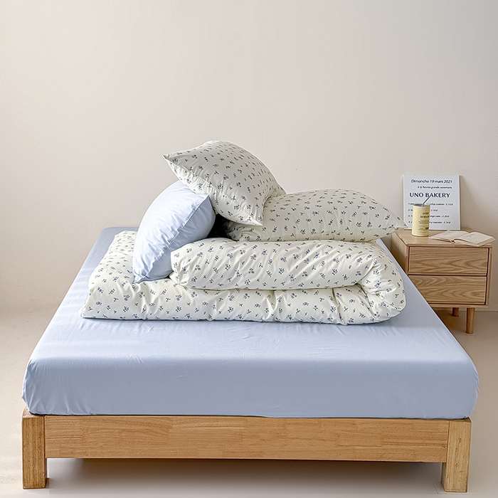 91家纺网 家纺一手货源 找家纺 Mr.pig猪先生水洗棉 2026新款A类小清新ins风全棉印花四件套（展示价格为控价，实际价格联系客服） 春日蓝花