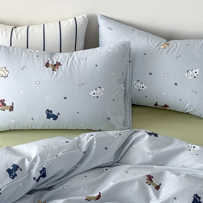 91家纺网 家纺一手货源 找家纺 Mr.pig猪先生水洗棉 2026新款A类小清新ins风全棉印花四件套（展示价格为控价，实际价格联系客服） 快乐宠物