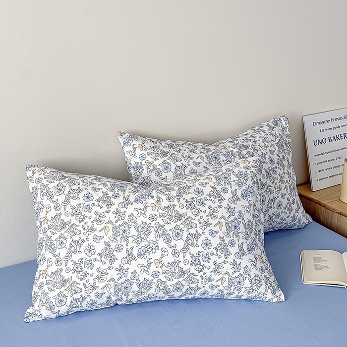 91家纺网 家纺一手货源 找家纺 Mr.pig猪先生水洗棉 2026新款A类小清新ins风全棉印花四件套（展示价格为控价，实际价格联系客服） 蓝调