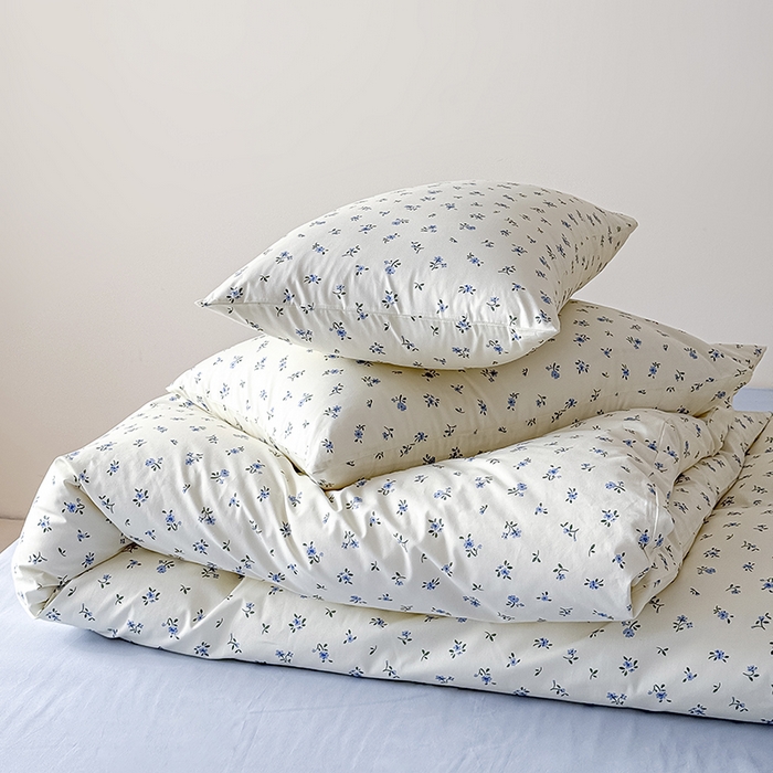 91家纺网 家纺一手货源 找家纺 Mr.pig猪先生水洗棉 2026新款A类小清新ins风全棉印花四件套（展示价格为控价，实际价格联系客服） 春日蓝花