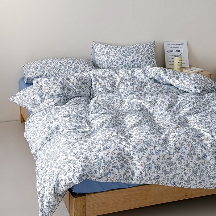 91家纺网 家纺一手货源 找家纺 Mr.pig猪先生水洗棉 2026新款A类小清新ins风全棉印花四件套（展示价格为控价，实际价格联系客服） 蓝调