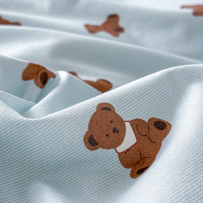 91家纺网 家纺一手货源 找家纺 Mr.pig猪先生水洗棉 2026新款A类小清新ins风全棉印花四件套（展示价格为控价，实际价格联系客服） 熊仔派对