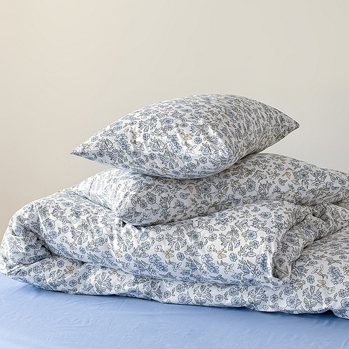 91家纺网 家纺一手货源 找家纺 Mr.pig猪先生水洗棉 2026新款A类小清新ins风全棉印花四件套（展示价格为控价，实际价格联系客服） 蓝调