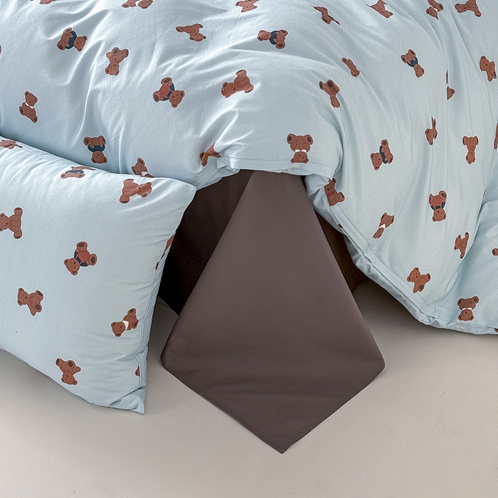 91家纺网 家纺一手货源 找家纺 Mr.pig猪先生水洗棉 2026新款A类小清新ins风全棉印花四件套（展示价格为控价，实际价格联系客服） 熊仔派对