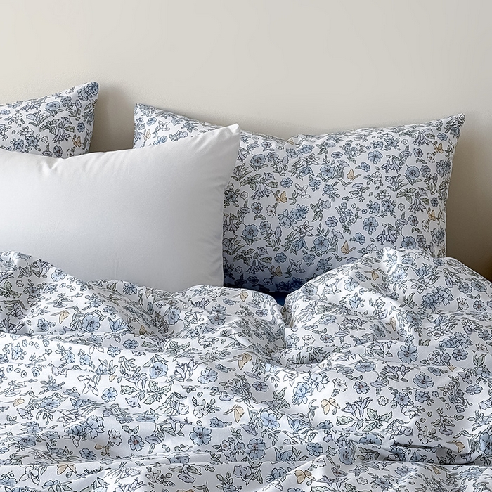 91家纺网 家纺一手货源 找家纺 Mr.pig猪先生水洗棉 2026新款A类小清新ins风全棉印花四件套（展示价格为控价，实际价格联系客服） 蓝调