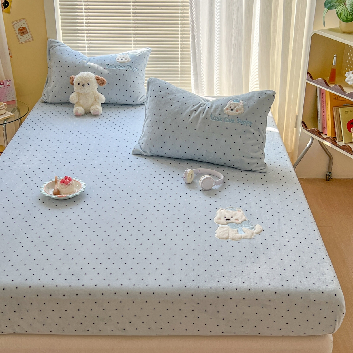 91家纺网 家纺一手货源 找家纺 （总）十里居 2026新款韩系牛奶绒兔毛贴布绣床笠三件套四件套