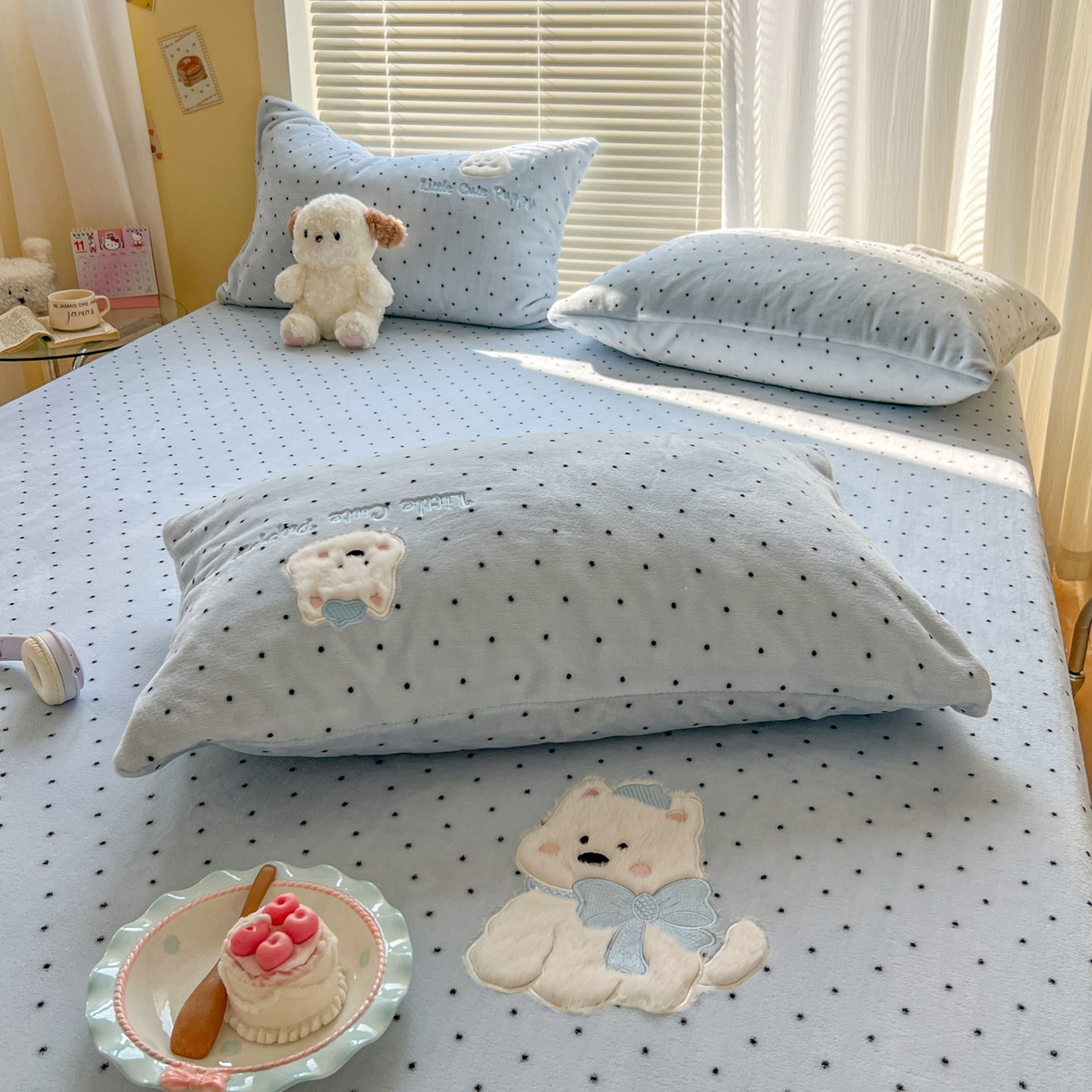 91家纺网 家纺一手货源 找家纺 （总）十里居 2026新款韩系牛奶绒兔毛贴布绣床笠三件套四件套