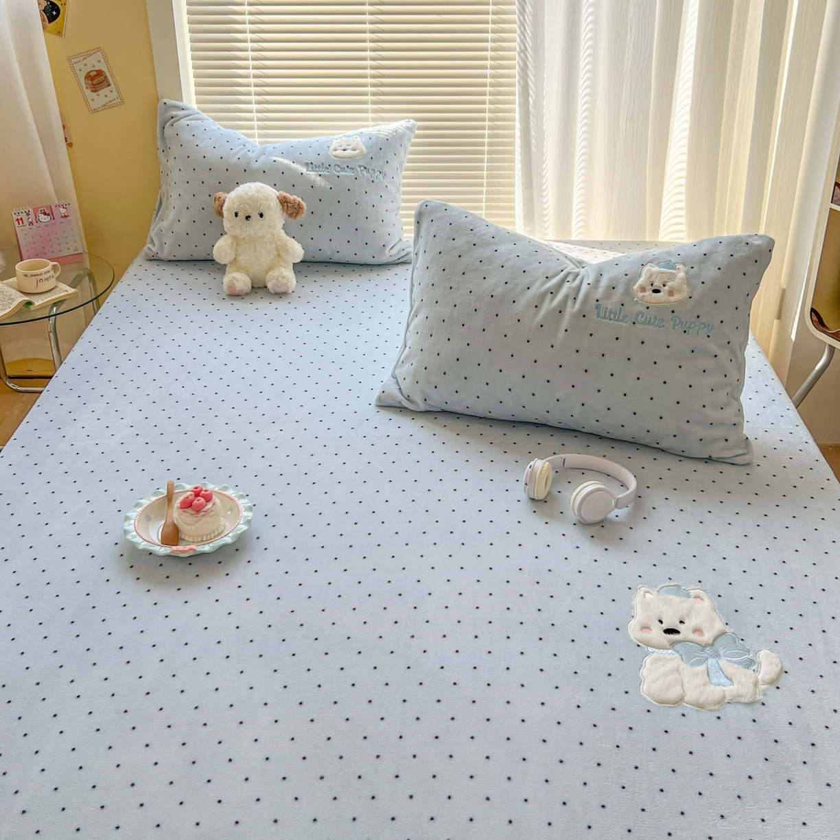 91家纺网 家纺一手货源 找家纺 （总）十里居 2026新款韩系牛奶绒兔毛贴布绣床笠三件套四件套