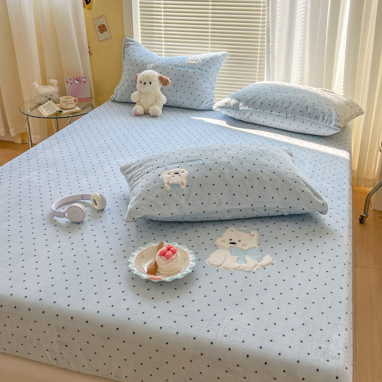 91家纺网 家纺一手货源 找家纺 （总）十里居 2026新款韩系牛奶绒兔毛贴布绣床笠三件套四件套